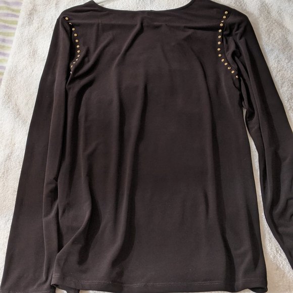 Calvin Klein Black Black Top With Gold Studs SM - Picture 2 of 4